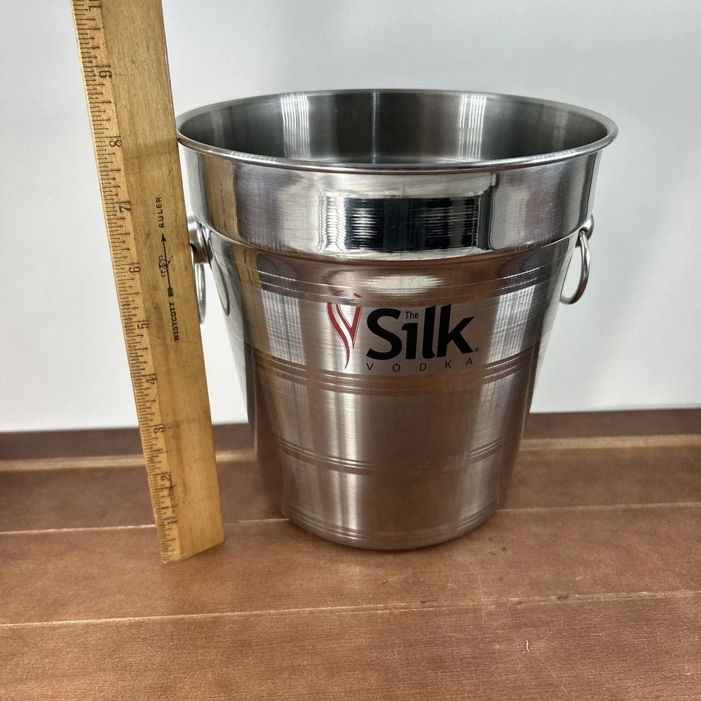 The Silk Vodka Stainless Steel Metal Ice Bucket Barware Man Cave, Made In India